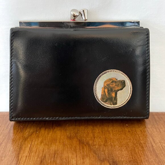 Ledorna Black Leather Wallet, Tri-fold with Irish Setter on Front NWOTS - Picture 8 of 10